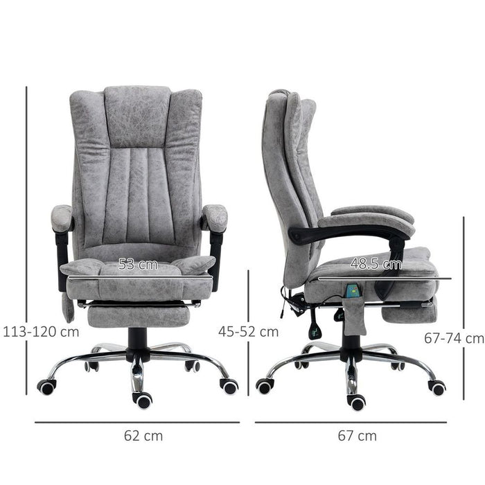 Ultimate Comfort 6-Point Vibrating Massage Office Chair | Grey | High-Quality Microfibre Upholstery