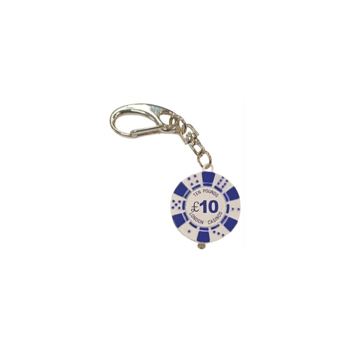 Imperial Key Chain Clock White & Blue £10 London Casinos IMP748B - CLEARANCE NEEDS RE-BATTERY