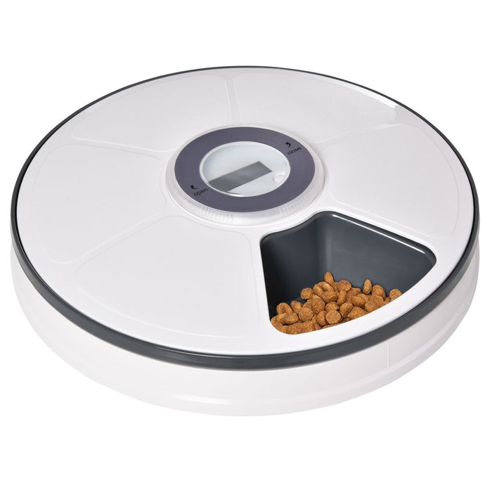 Convenient Automatic Pet Feeder - 6 Meals, Timer, White - Top Quality!