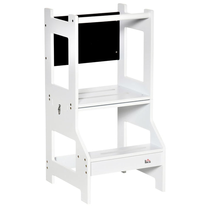 2-in-1 Kids Kitchen Step Stool - Safety Rail Learning Tower - Professional Quality