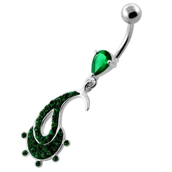 Multi Jeweled Hanging Fish Navel Belly Ring