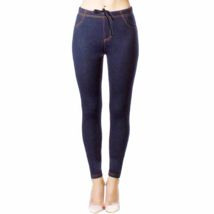 Ladies Denim Look Stretch Elasticated Slim Fit Jeggings