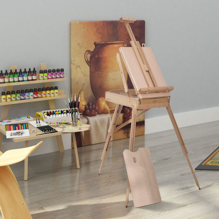 Portable Folding French Tripod Easel - Wooden Sketching Board for Artists - HOMCOM