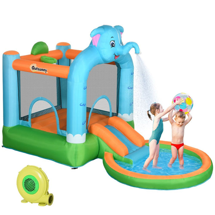 Outsunny 4 in 1 Inflatable Elephant-Themed Water Park