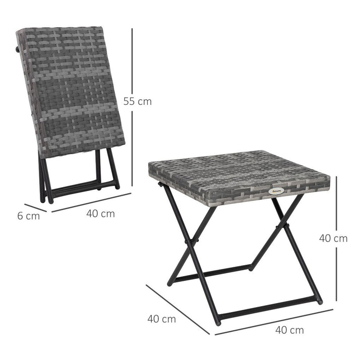 Durable Steel Folding Rattan Coffee Table - Multipurpose Outdoor Furniture - Outsunny