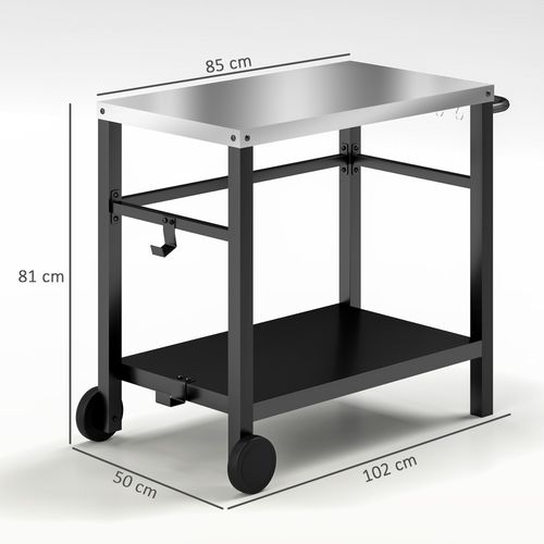 Outsunny Outdoor BBQ Table with Shelf, Outdoor Kitchen, Charcoal Grey