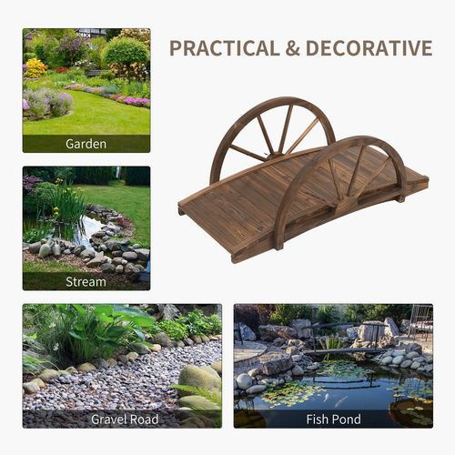 Fir Wood Outdoor Garden Decor Walkway Bridge Brown