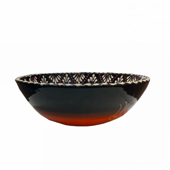 Handmade Ceramic Bowl Tulip Orange to Black 21cm