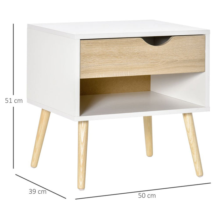 Modern Bedside Table: Drawer + Shelf, Nightstand, End Table