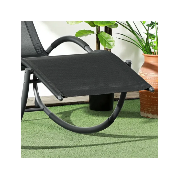 Premium Outdoor Rocking Lounge Chair | Zero Gravity Chaise | Black | Padded Pillow | All-Weather | Free Shipping