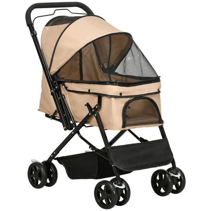 Ultimate Trendy Pet Stroller - Foldable Travel Carriage with Reversible Handle - High-Quality & Stylish - Ideal for Cats & Small Dogs