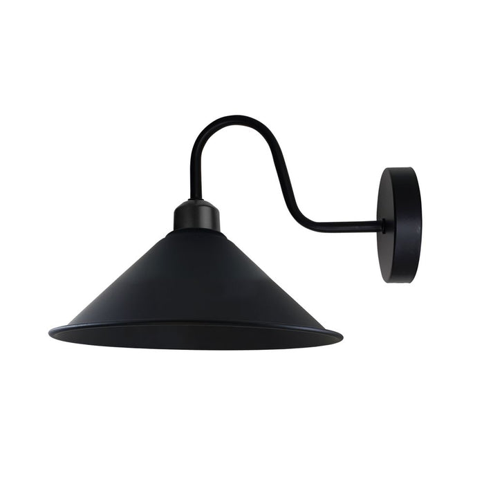 Black Wall Light Fixture,Black Wall Sconce E27 Base Socket Screw Type Wall Mounted Swan Neck Cone Shape Shade