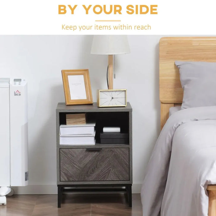 Nightstand with Drawer & Shelf | End Table for Living Room & Bedroom | High-Quality Design