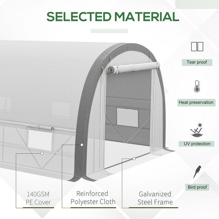 Premium 6x3m Upgraded Polytunnel Greenhouse w/ Mesh Door & Windows, 15 Plant Labels