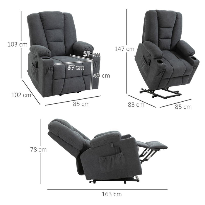 Grey Riser & Recliner Chair w/ Remote - Lift Chair for Elderly, Comfortable & Sturdy - Oversized Design, Easy-to-Use