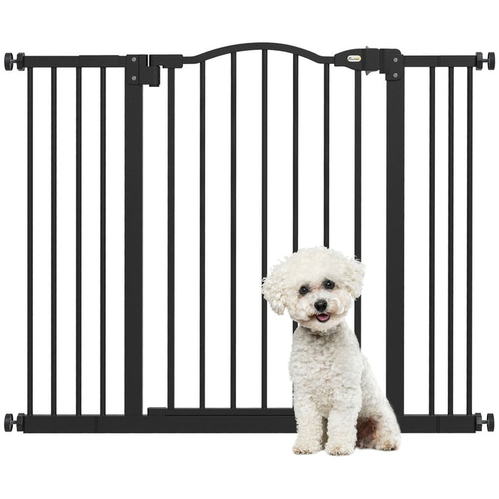 PawHut Adjustable Pet Gate - Safety Barrier for Pets - 74-100cm - Metal - Auto-Close - Black