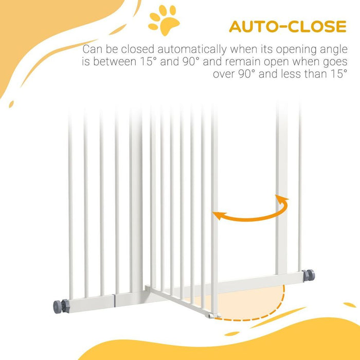 PawHut Adjustable Metal Pet Gate, Auto-Close Door - 74-94cm, White