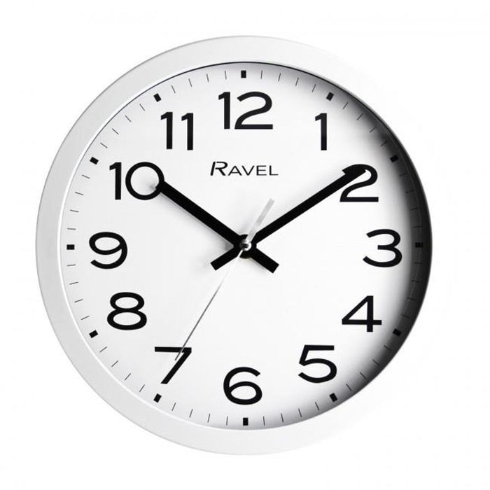 R.WC.25.4 Ravel 25cm White Dial Wall Clock - Quality Quartz Movement - Silent Sweep Second Hand