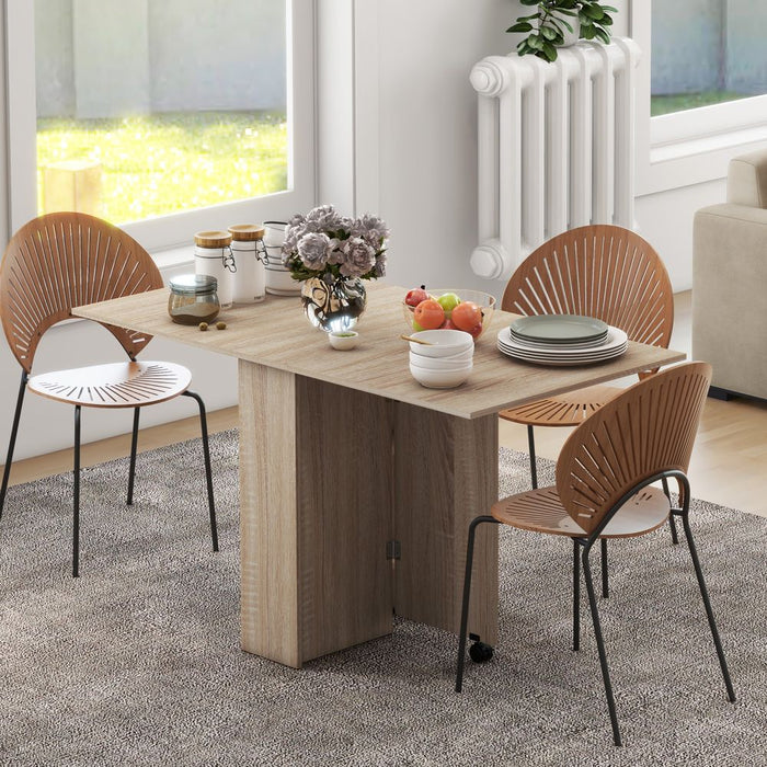 Expandable Dining Table w/ Shelves & Wheels - Versatile & Convenient Furniture Solution