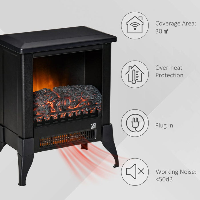 Electric Fireplace Stove Heater Adjustable Temperature and Overheat Protection