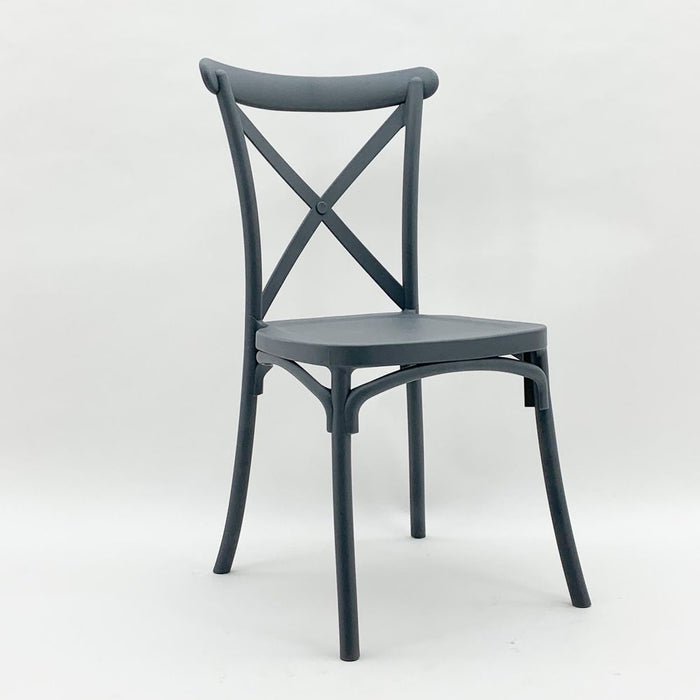 Premium Grey Plastic French Cross Back Chair