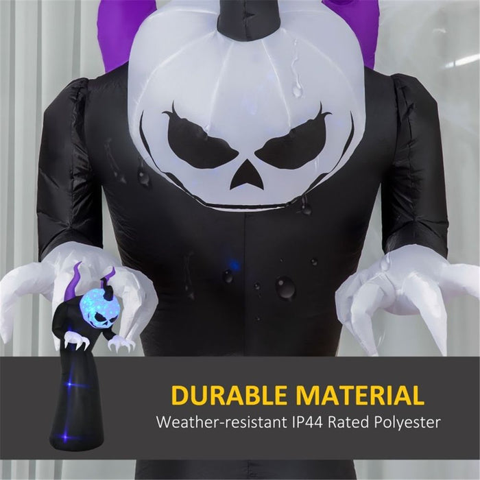 Halloween Decoration Inflatable Ghost with Horns on its Back Outstretched Paws to Scaring You