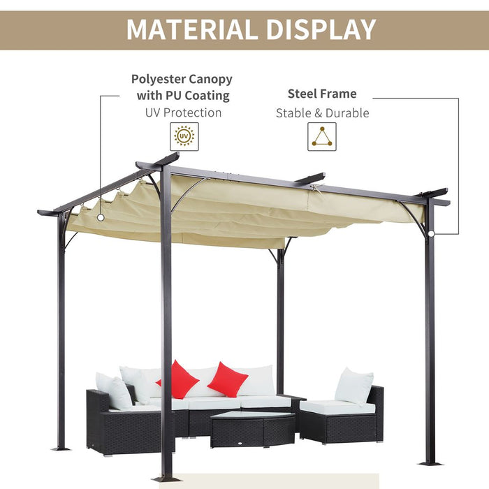 High-Quality 3x3m Outdoor Metal Gazebo - Retractable Canopy - Ideal for Garden & Patio - Outsunny