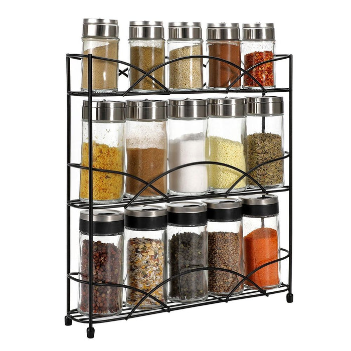 VINSANI FREE STANDING SPICE RACKS: Stylish, 3-tier design, store up to 18 spices, space-saving, high-quality iron wire