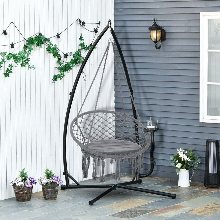 Hammock Chair Stand Heavy Duty Metal C-Stand Indoor/Outdoor - Premium Quality & Easy Assembly