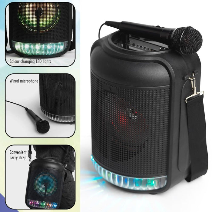 INTEMPO WDS490 LED BLUETOOTH PARTY SPEAKER KARAOKE BLK