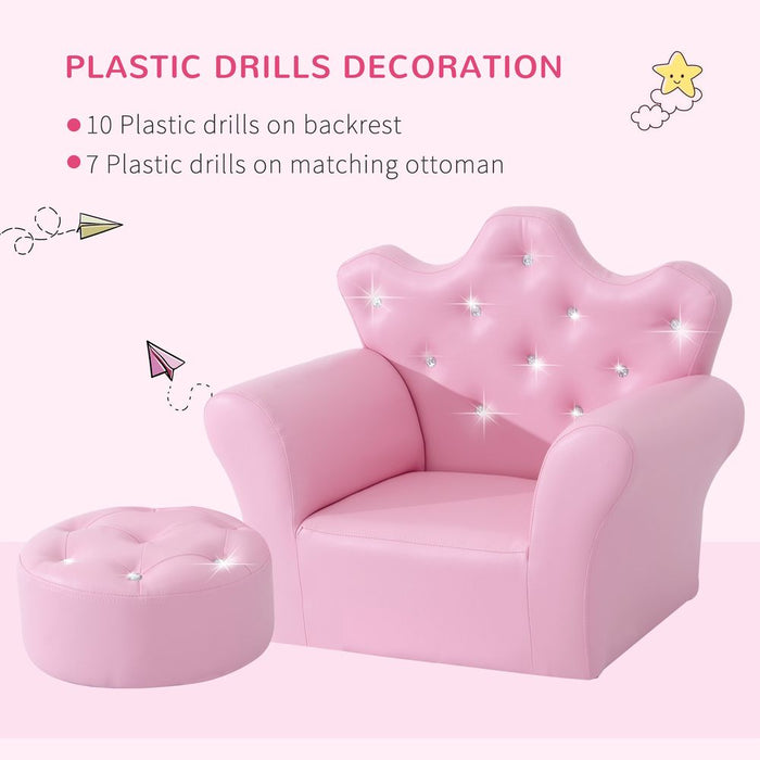 Premium Pink Kids Sofa Set - Free Footstool Included - High-Quality PU Leather - Trusted Seller