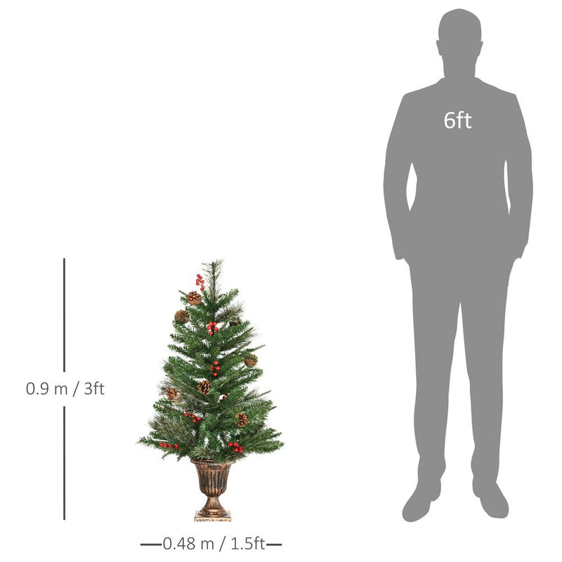 HOMCOM 2 Pieces Set 3Ft Artificial Christmas Trees: Double the Beauty, Decor