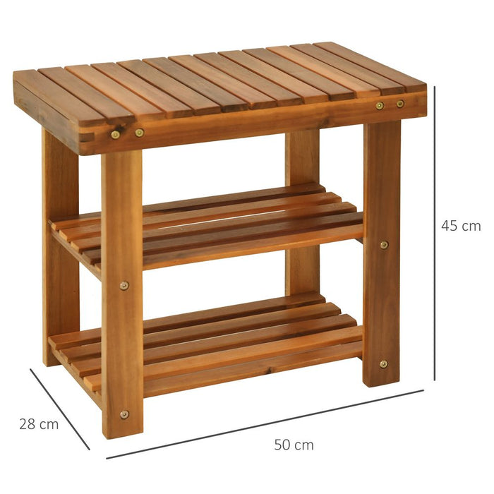 Acacia Wood Shoe Bench,  3-Tier 50x28 x 45 cm