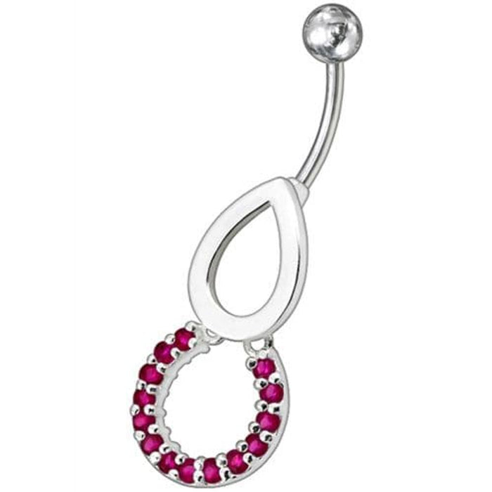 Pear Jeweled Fancy Round Dangling Belly Ring