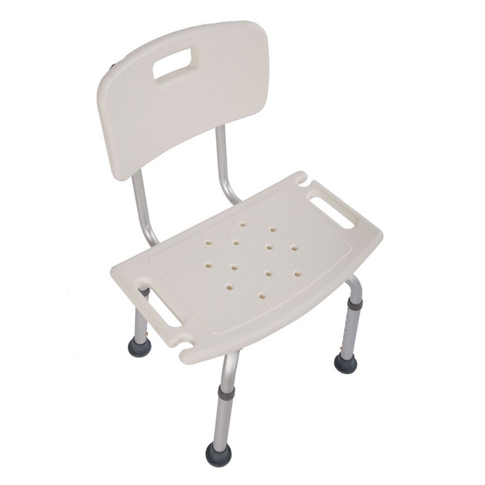 Medical Bathroom Safety Shower Tub Aluminium Alloy Bath Chair Seat Bench with Removable Back White