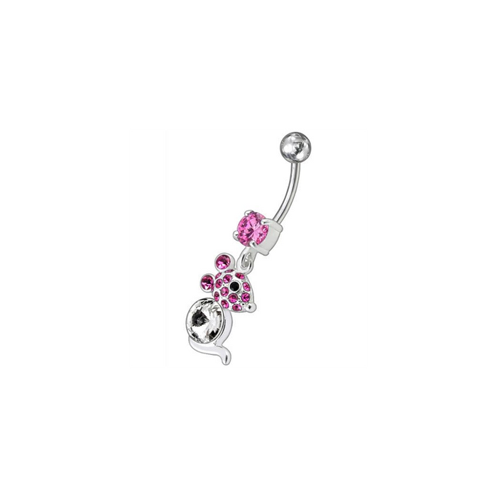 Jeweled Dangling Banana Bar Fancy Small Rat Belly Ring