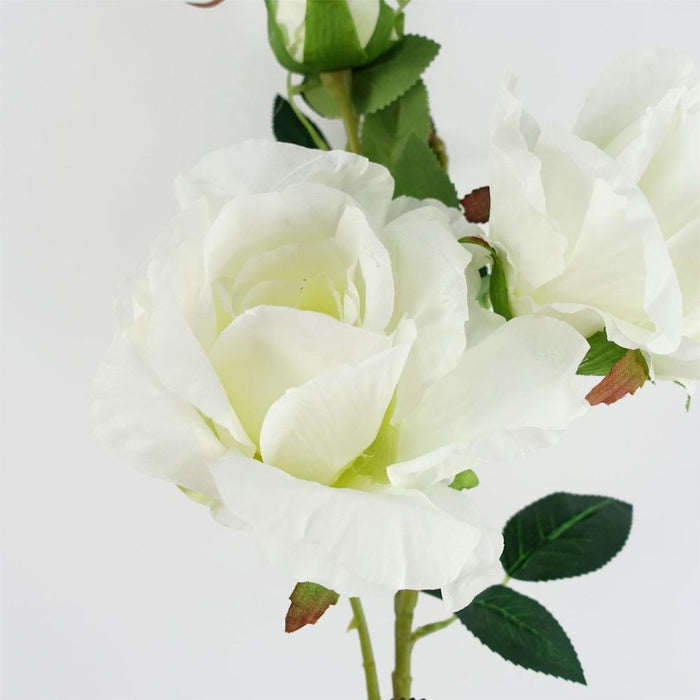 Pack of 6 x 80cm Artificial White Rose Stem - 18 flowers