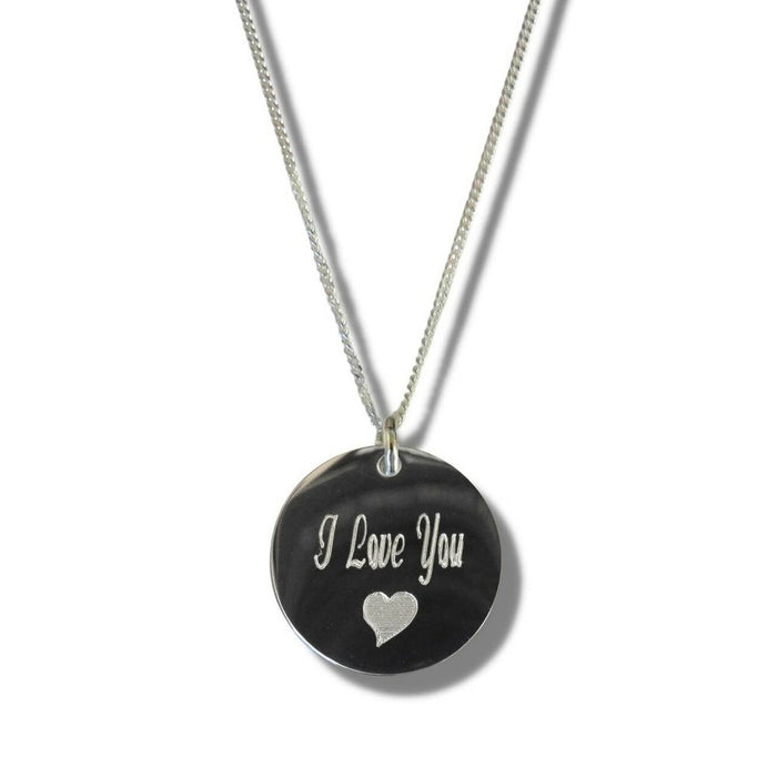 I Love You Disc Necklace & Heart Symbol" - High-Quality Stainless Steel, Sterling Silver Chain - Perfect Gift for Her!