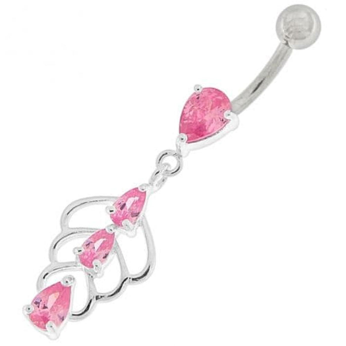 Triple Stone Jeweled Joining Belly Ring