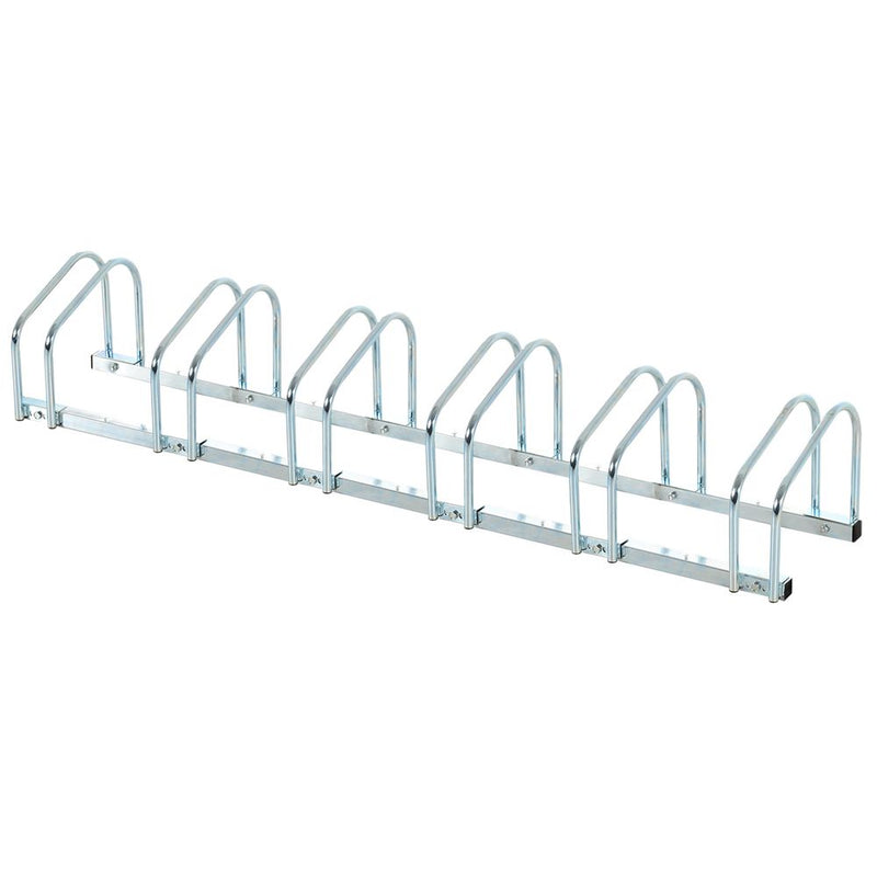 HOMCOM Bike Stand Parking Rack Floor or Wall Mount Bicycle Cycle Storage Locking Stand (6 Racks, Silver)