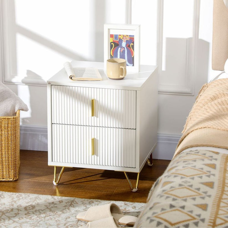Nightstand with 2 Drawers, Side End Table for Living Room, Bedroom