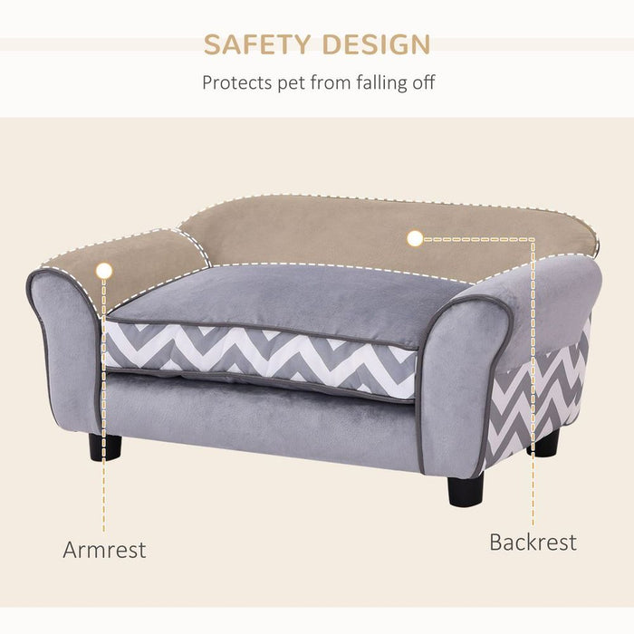 Plush Grey Dog Sofa Bed - Removable Cushion - XS Size - Quality Guarantee