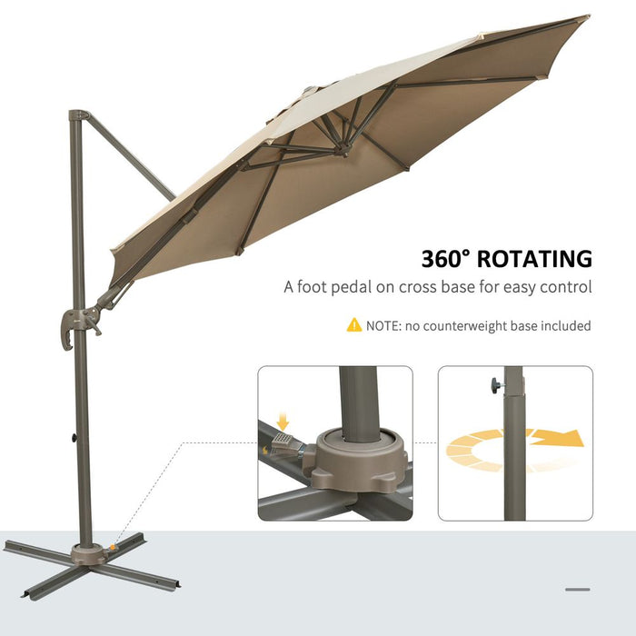 3 m Beach Hanging Umbrella Parasol-Khaki