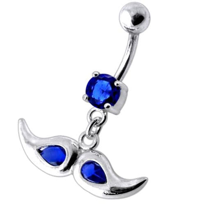 Jeweled mustache Dangling Belly Ring