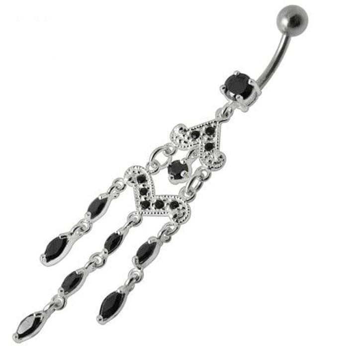 Fancy Silver Chandeliers Jeweled Dangling Navel Ring