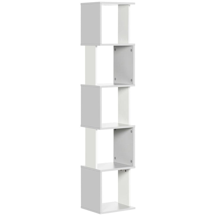 Modern 5-Tier Bookshelf, Stylish Freestanding Storage Shelving in Light Grey