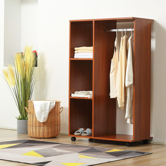 Walnut Open Wardrobe | High Quality | Clothes Hanging Rail | Organizer