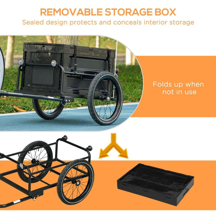 Premium HOMCOM Bike Trailer | 65L Storage | Pneumatic Tyres | Safety & Style Guaranteed!