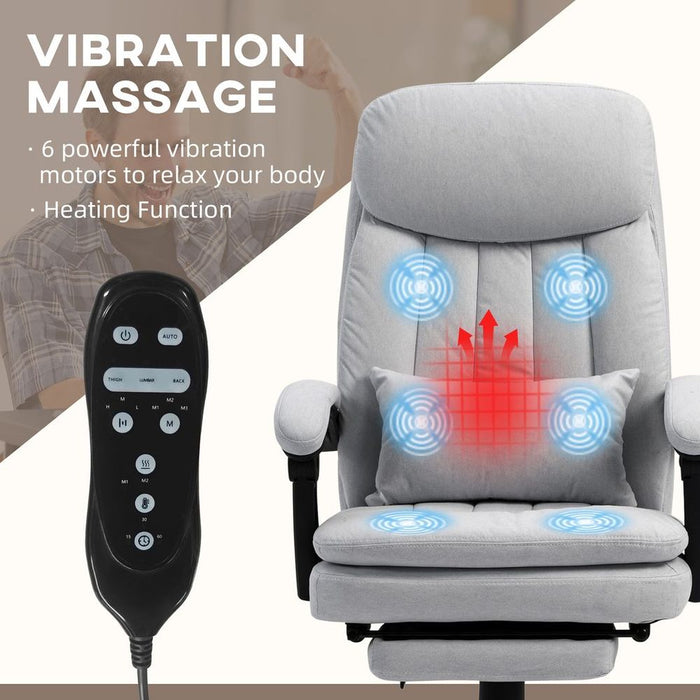 Vinsetto Microfibre Vibration Massage Office Chair with Heat, Pillow, Grey