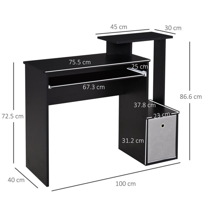 Premium Black Computer Desk with Sliding Keyboard Tray & Storage Drawer - High-Quality & Unique Design